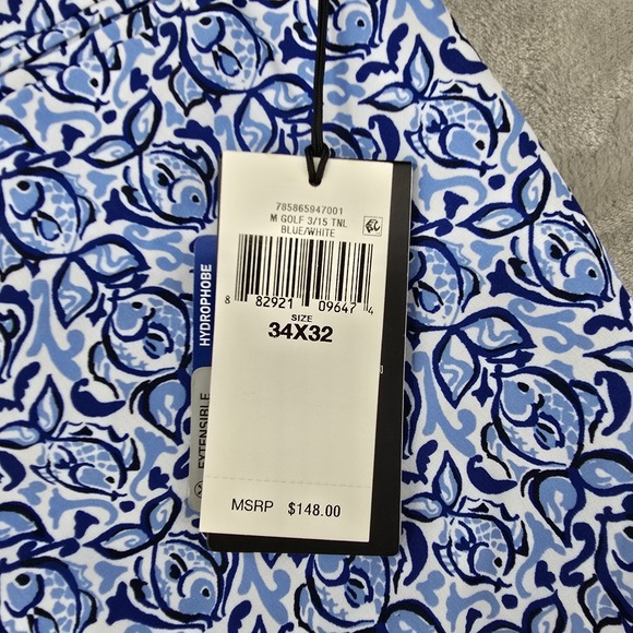 RLX Ralph Lauren Golf Chino Pants Mens 34x32 Blue Fish Print Tailored Fit - Picture 3 of 11